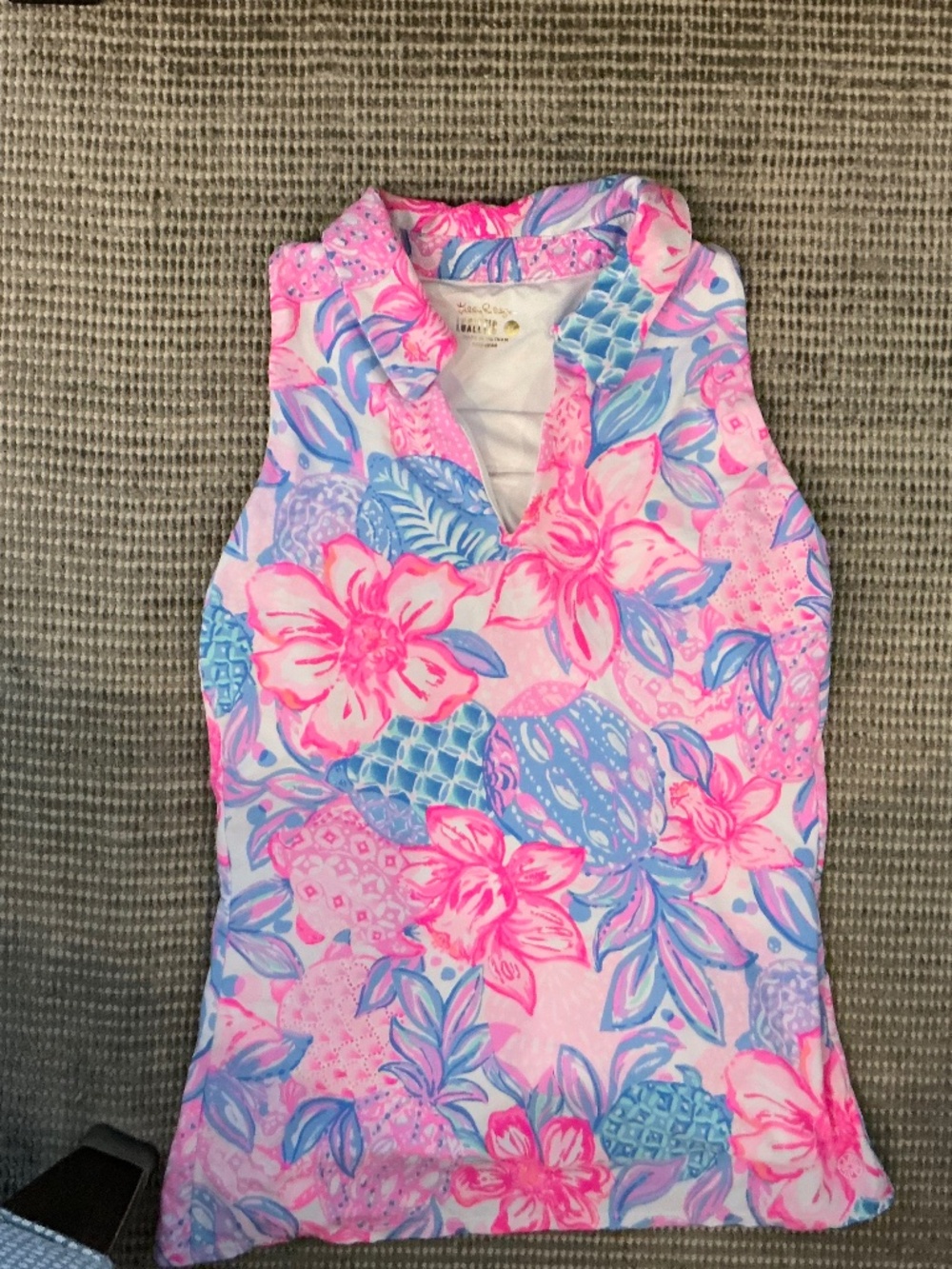 Lilly Pulitzer XL Snappy Turtle Lakelyn Bra Polo LUXLETIC Sleeveless Top